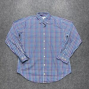Peter Millar Shirt Mens Medium Blue Plaid Long Sleeve Button Down Casual Preppy